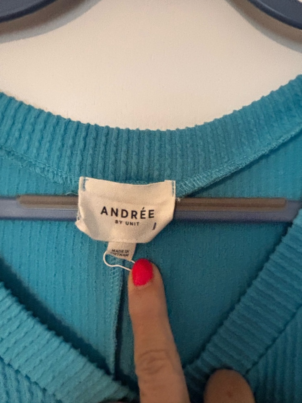 ANDREE BY UNIT Teal Ribbed V-Neck Sleeveless Tunic - Picture 2 of 2
